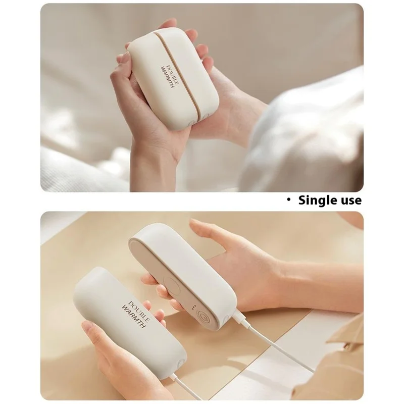 JF308 2-in-1 Splittable Mini Portable Winter Electric Hand Warmer Power Bank - White