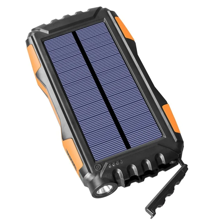 TS-819 Outdoor Wasserdichte 20000mah Solar Power Bank Dual USB Telefon Ladegerät Externe Batterie Mit Led-taschenlampe - Orange