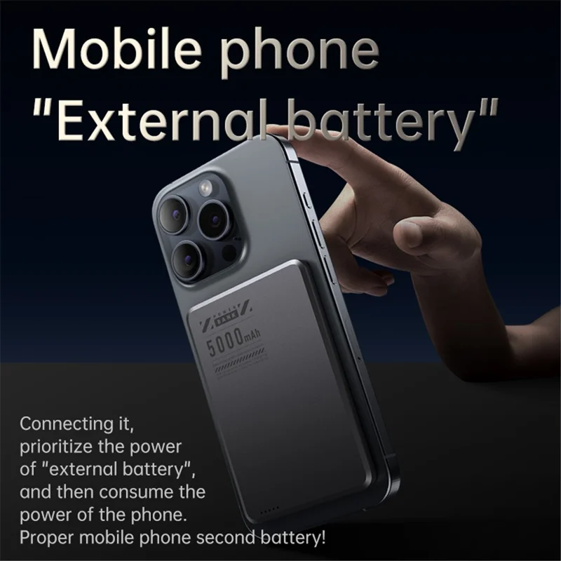 X6 Aluminum Alloy Ultra-thin Magnetic Phone Wireless Charger Power Bank - Grey