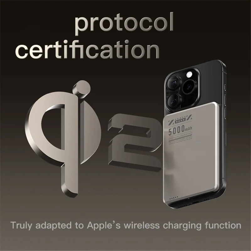 X6 Aluminum Alloy Ultra-thin Magnetic Phone Wireless Charger Power Bank - Grey