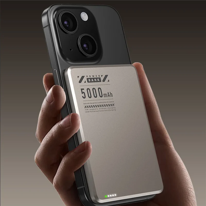 X6 Aluminum Alloy Ultra-thin Magnetic Phone Wireless Charger Power Bank - Grey