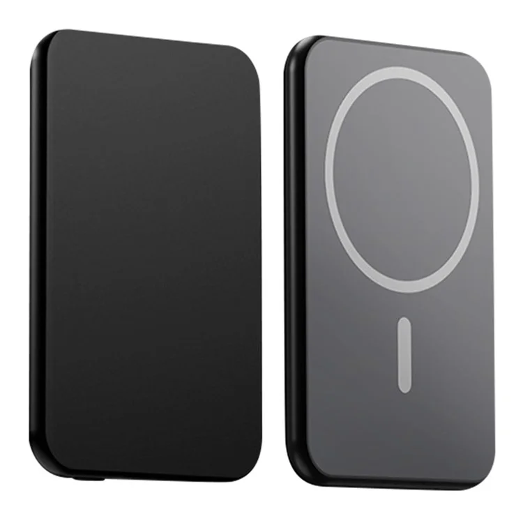 T49 Aluminum Alloy Ultra-Thin 5000mAh Magnetic Phone Wireless Charger Power Bank - Black