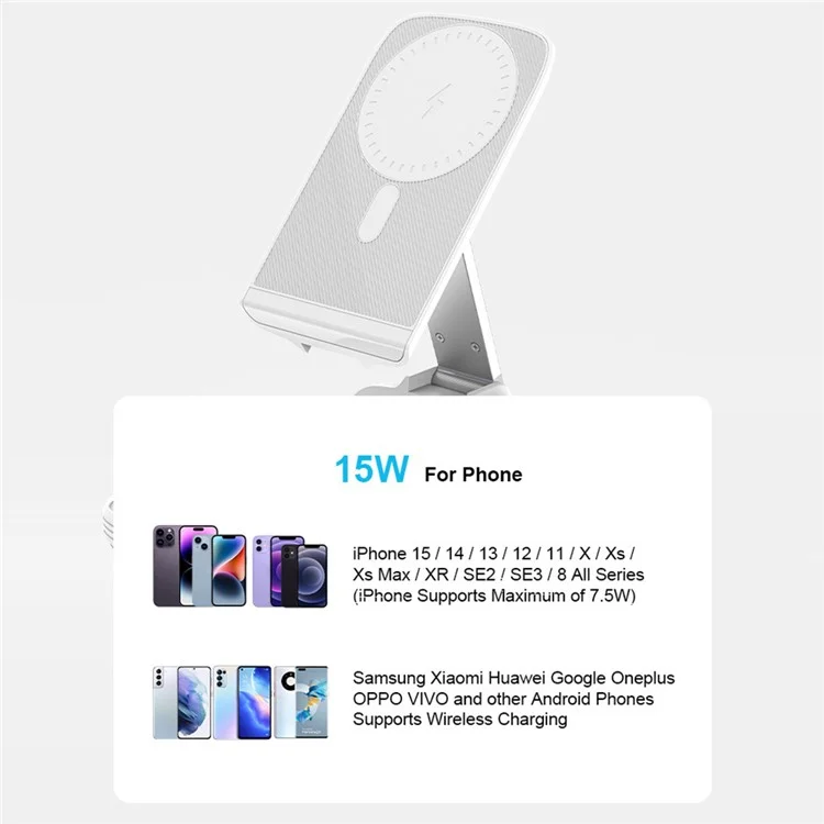 003 10000mah Power Bank Складываемое 15 вт Магнитное Беспроводное Зарядное Устройство.