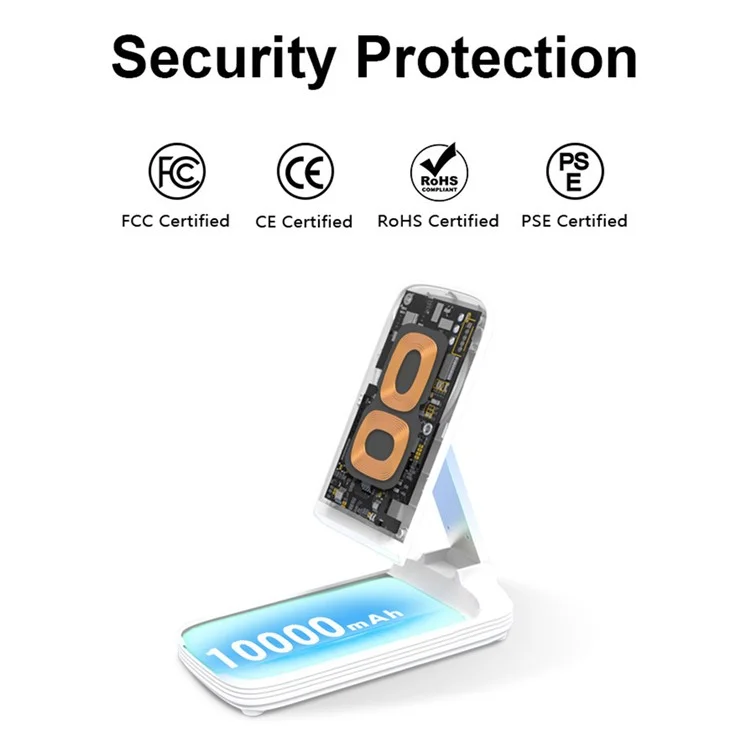 003 10000mah Power Bank Складываемое 15 вт Магнитное Беспроводное Зарядное Устройство.