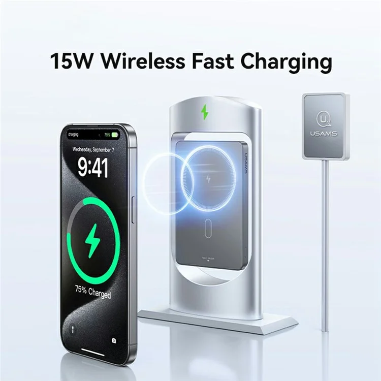 USAMS CD231 Carregador Portátil PD 20W Banco de Energia Sem Fio Magnético 5000mAh Carregador de Bateria Fino - Manchar