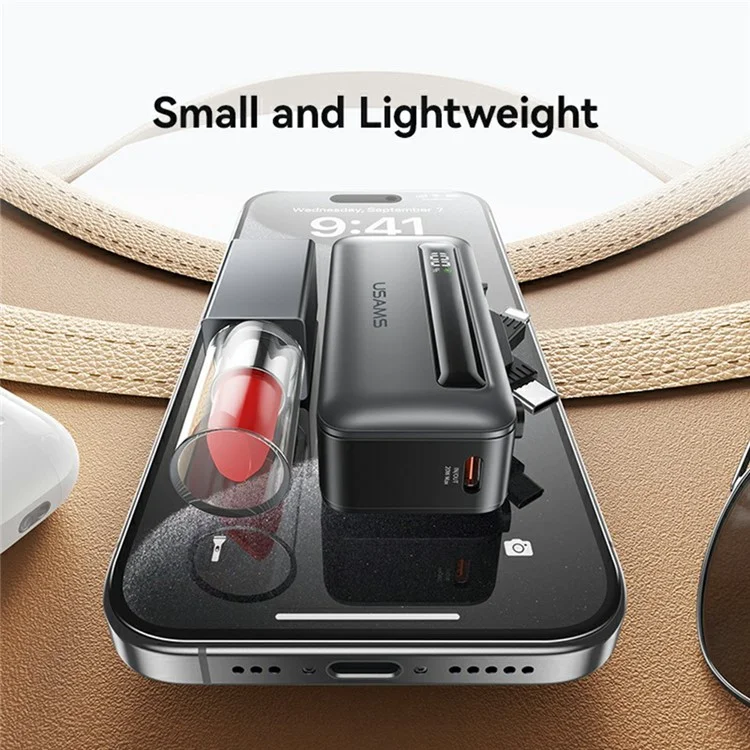 USAMS CD233 PD 20W Mini Chargeur Portable Type-c + 8pin Double Ports 4500mAh Banque D'alimentation - Ternir