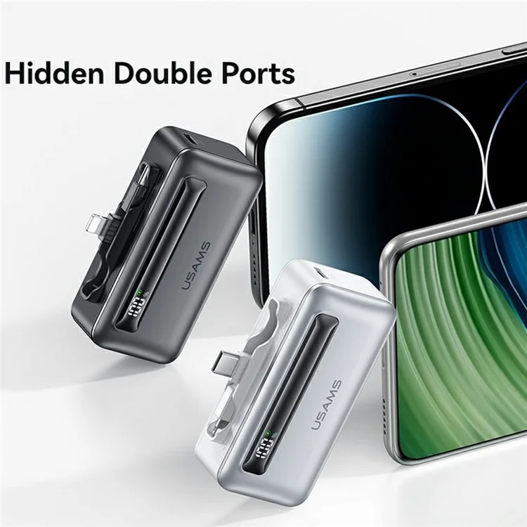 USAMS CD233 PD 20W Mini Chargeur Portable Type-c + 8pin Double Ports 4500mAh Banque D'alimentation - Ternir