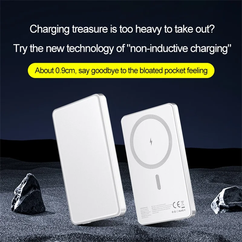 OJD-126 Ultra Thin 5000mAh Power Bank Portable Magnetic Wireless Charging Battery Pack - Black