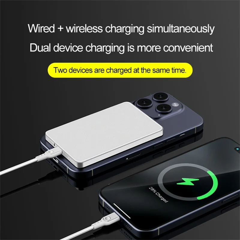 OJD-126 Ultra Thin 5000mAh Power Bank Portable Magnetic Wireless Charging Battery Pack - Black