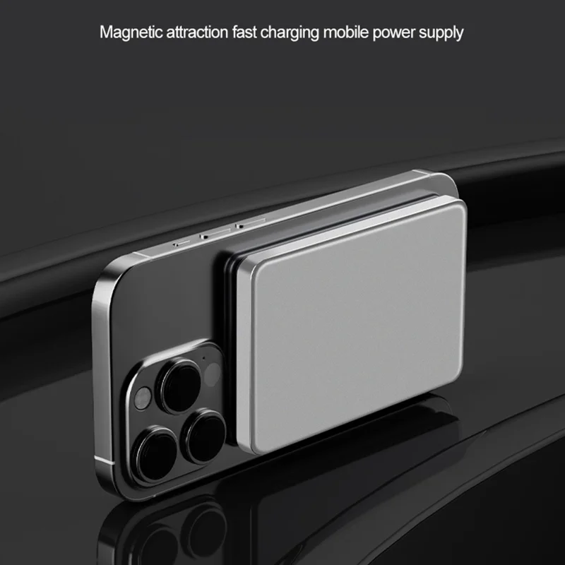 OJD-126 Ultra Thin 5000mAh Power Bank Portable Magnetic Wireless Charging Battery Pack - Black