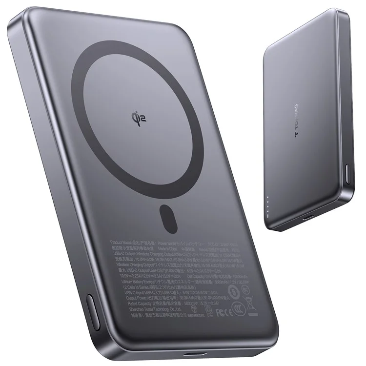 TORRAS Minimag 10000mAh Portable Power Bank Compatible with MagSafe Wireless Charger Power Bank with Qi2 Certification