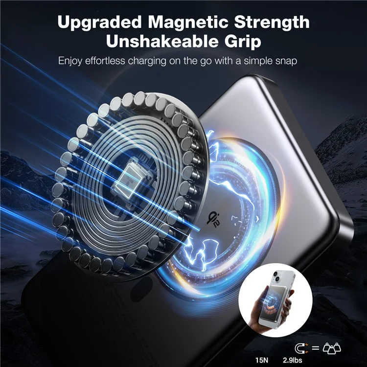 TORRAS Minimag 10000mAh Portable Power Bank Compatible with MagSafe Wireless Charger Power Bank with Qi2 Certification