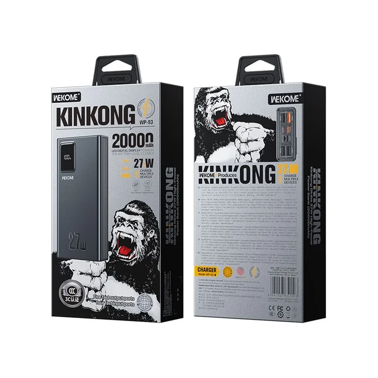 WEKOME WP-93 Kinkong Dinba Power Bank ad alta potenza da 27W (20000mAh) - Nero