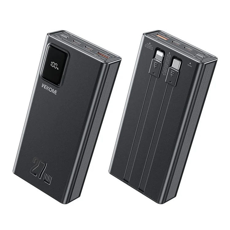 WEKOME WP-94 Kinkong Dinba 27W High-Power Super Fast Charging Power Bank with 2 Cables (20000mah) - Black