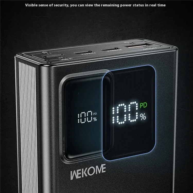WEKOME WP-94 Kinkong Dinba 27W High-Power Super Fast Charging Power Bank with 2 Cables (20000mah) - Black