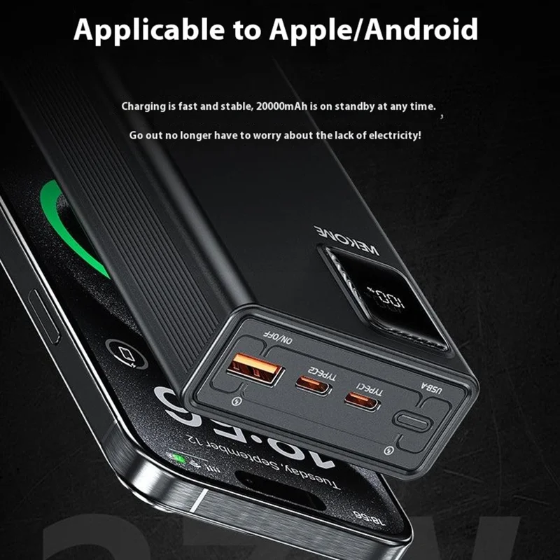 WEKOME WP-94 Kinkong Dinba 27W High-Power Super Fast Charging Power Bank with 2 Cables (20000mah) - White