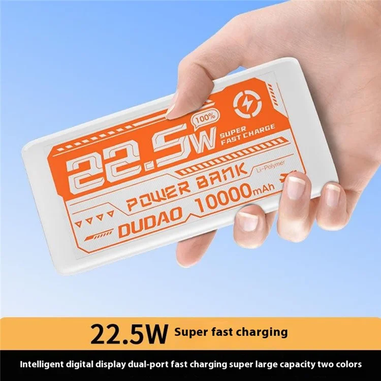 DUDAO K12PQ 10000mAh Power Bank Portable Phone Charger External Battery - Black