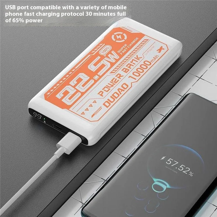 DUDAO K12PQ 10000mAh Power Bank Portable Phone Charger External Battery - Black