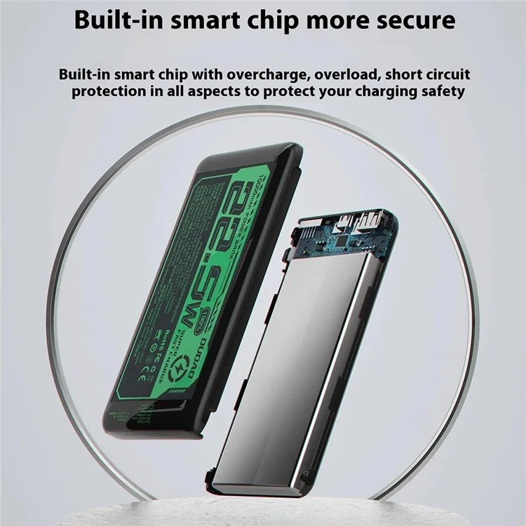 DUDAO K12PQ 10000mAh Power Bank Portable Phone Charger External Battery - Black
