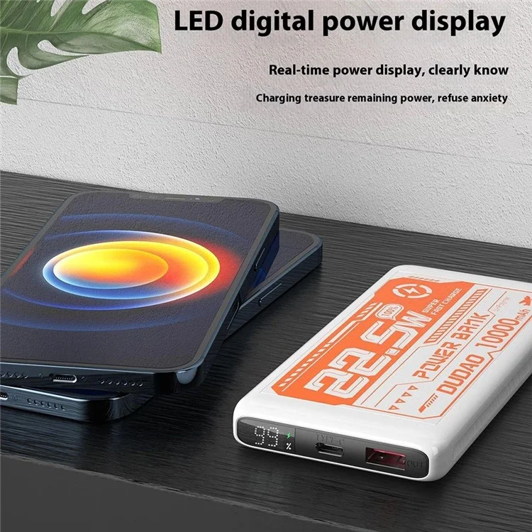 DUDAO K12PQ 10000mAh Power Bank Portable Phone Charger External Battery - Black