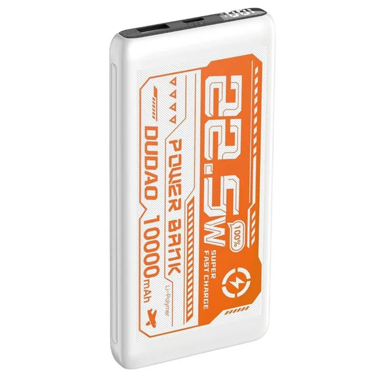 DUDAO K12PQ 10000mAh Power Bank Portable Phone Charger External Battery - White