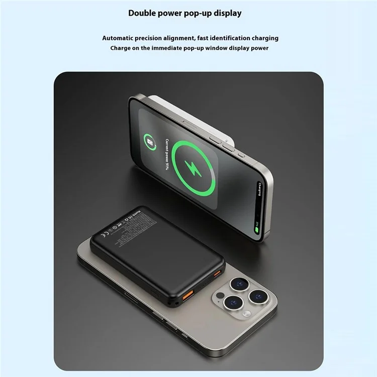 DUDAO K14S Aluminium-Legierung 5000 mAh magnetischer kabelloser Smartphone-Ladegerät Power Bank - Schwarz