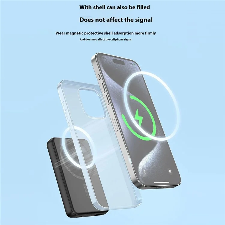 DUDAO K14S Aluminium-Legierung 5000 mAh magnetischer kabelloser Smartphone-Ladegerät Power Bank - Schwarz