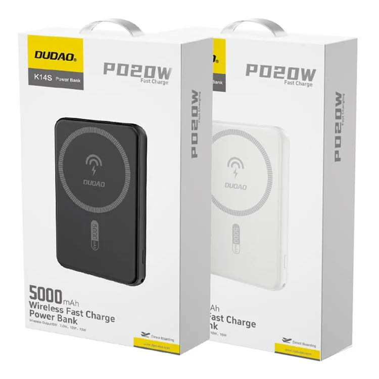 DUDAO K14S Aluminium-Legierung 5000 mAh magnetischer kabelloser Smartphone-Ladegerät Power Bank - Schwarz