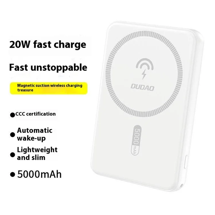 DUDAO K14S Aluminium-Legierung 5000 mAh magnetischer kabelloser Smartphone-Ladegerät Power Bank - Schwarz