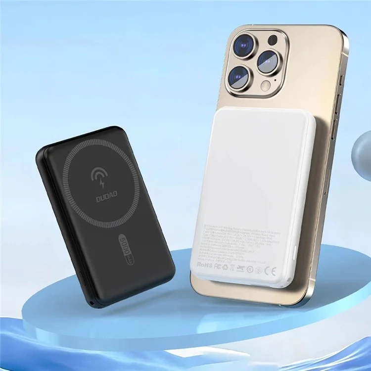 DUDAO K14S Aluminium-Legierung 5000 mAh magnetischer kabelloser Smartphone-Ladegerät Power Bank - Schwarz