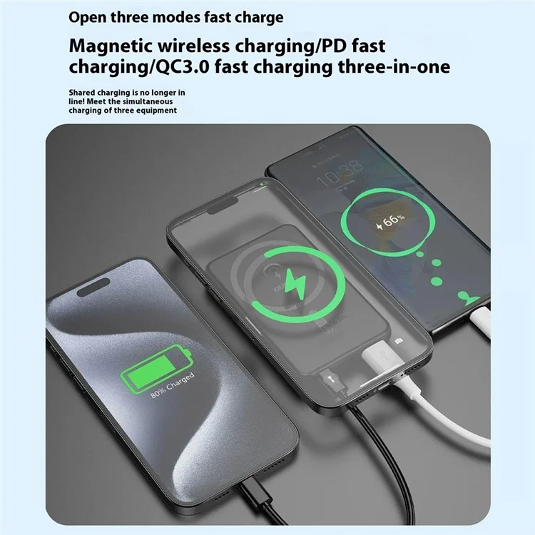 DUDAO K14S Aluminium-Legierung 5000 mAh magnetischer kabelloser Smartphone-Ladegerät Power Bank - Schwarz