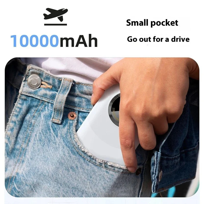 DUDAO K21 10000mAh Power Bank Portable Phone External Battery with Type-C to Type-C Cable - White