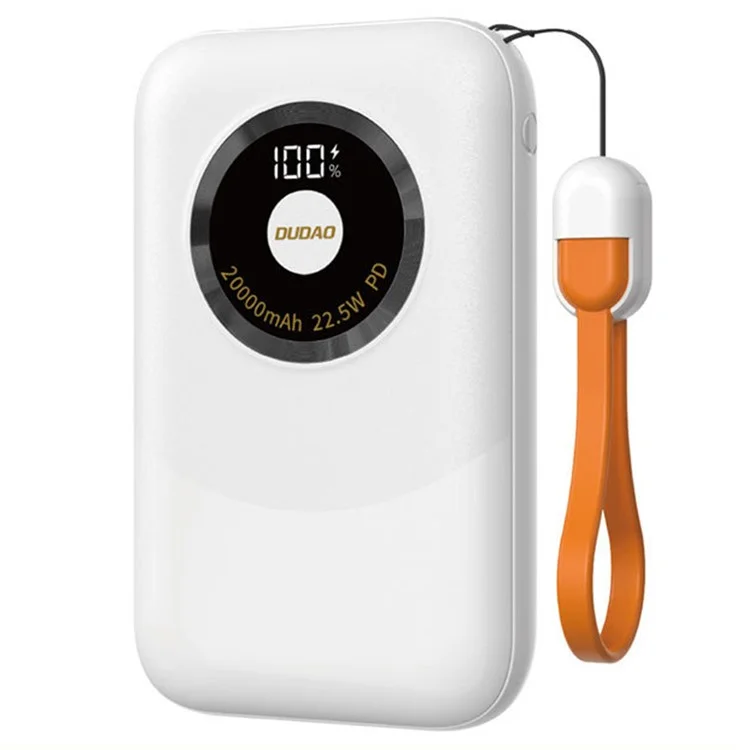 DUDAO K21 20000mAh Power Bank Portable Phone External Battery with Type-C to Type-C Cable - White