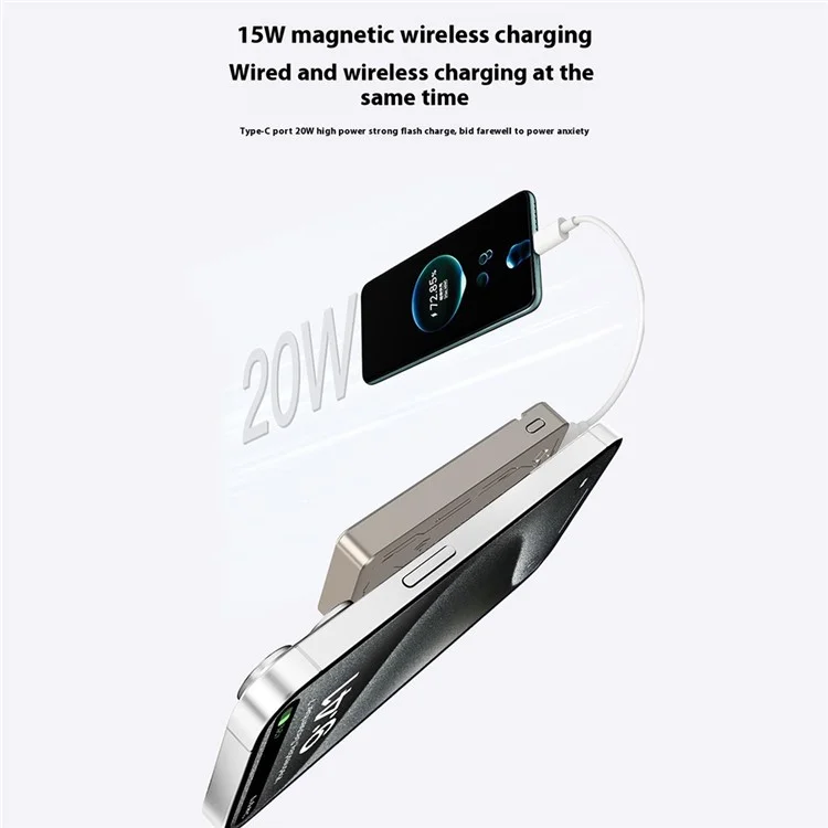 L4B ABS+PC 10000mAh Power Bank 15W Magnetic Phone Wireless Charger - Titanium Gold