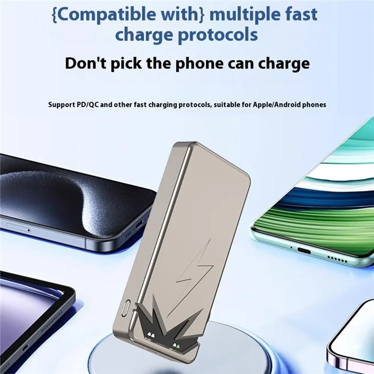L4A 5000mAh Power Bank 15W Magnetic Phone Wireless Charger - Titanium Gold