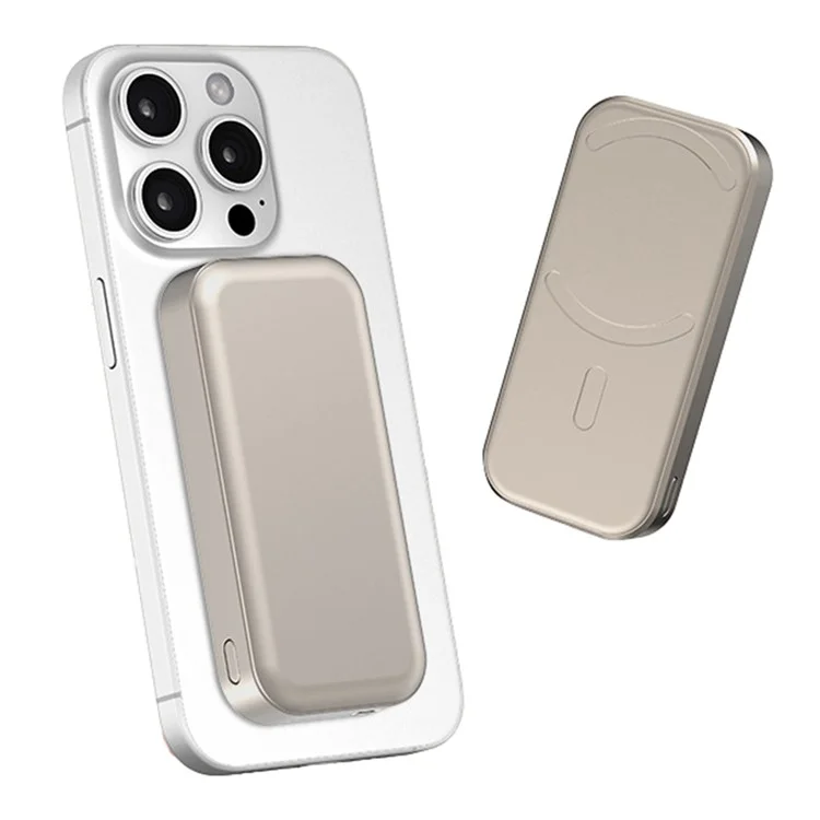 L1A 5000mAh Power Bank Portable Mini 15W Magnetic Phone Wireless Charger - Titanium Gold