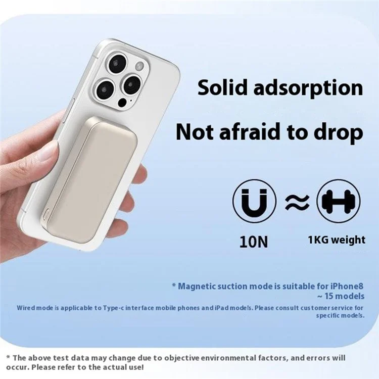 L1A 5000mAh Power Bank Portable Mini 15W Magnetic Phone Wireless Charger - Titanium Gold
