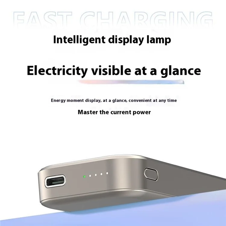 L1A 5000mAh Power Bank Portable Mini 15W Magnetic Phone Wireless Charger - Titanium Gold