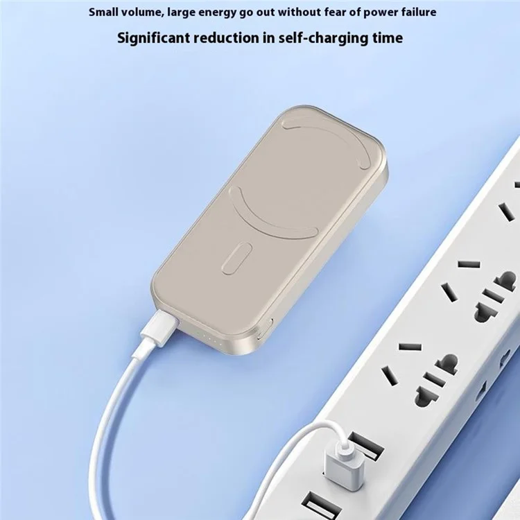 L1A 5000mAh Power Bank Portable Mini 15W Magnetic Phone Wireless Charger - Titanium Gold