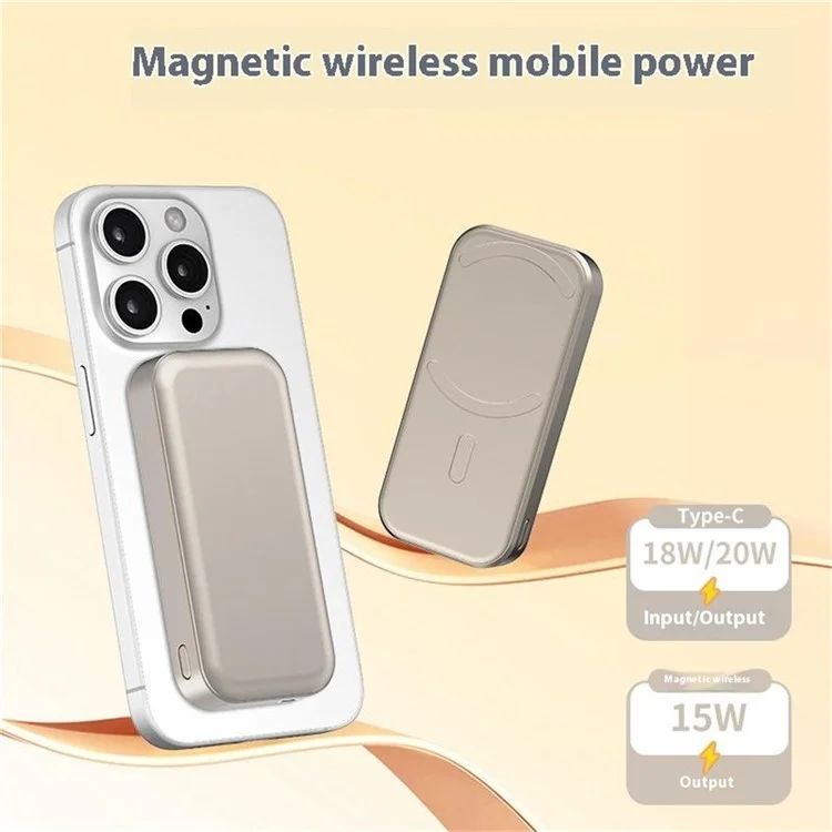 L1B 10000mAh Powerbank, tragbare Mini-15W-magnetische Handyladegerät - Titanium Gold