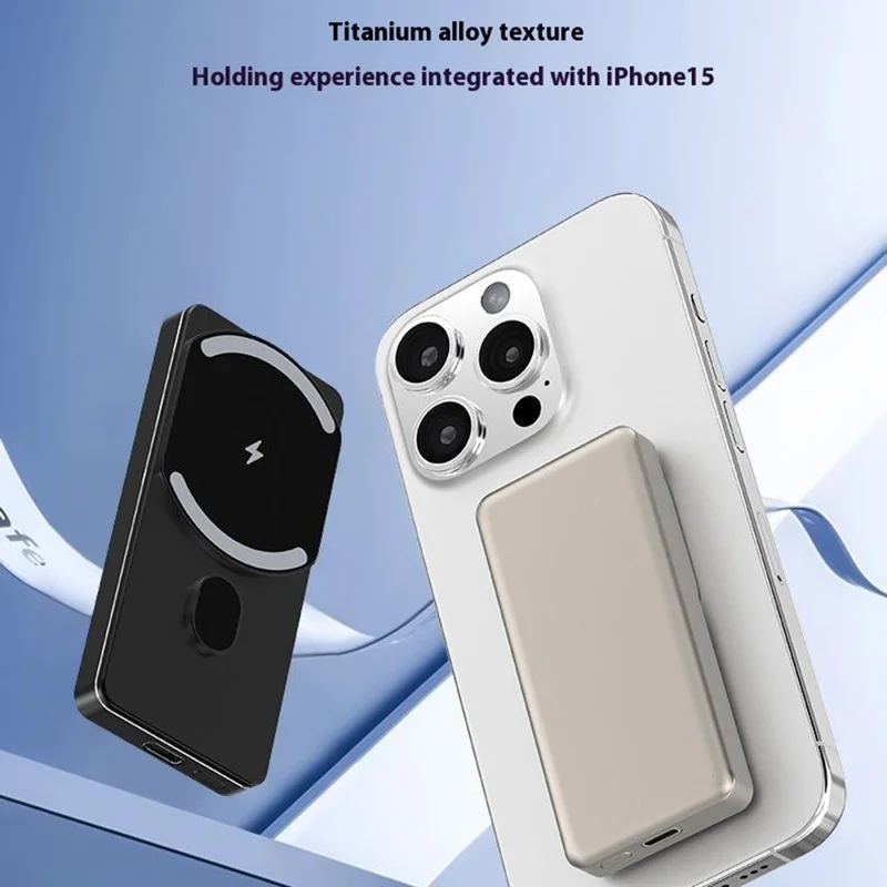 L3B 10000mAh Ultra-Thin 15W Magnetic Wireless Charger Aluminum Alloy Power Bank - Titanium Gold