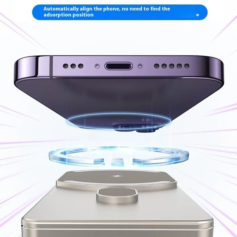 L3B 10000mAh Ultra-Thin 15W Magnetic Wireless Charger Aluminum Alloy Power Bank - Titanium Gold