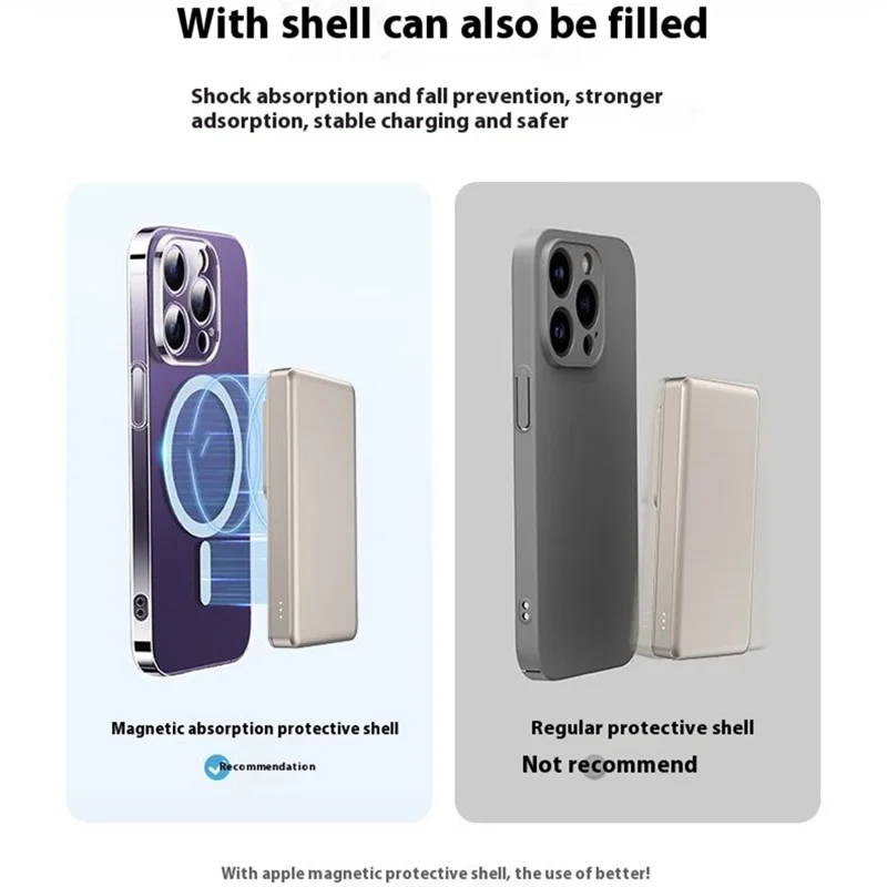 L3B 10000mAh Ultra-Thin 15W Magnetic Wireless Charger Aluminum Alloy Power Bank - Titanium Gold