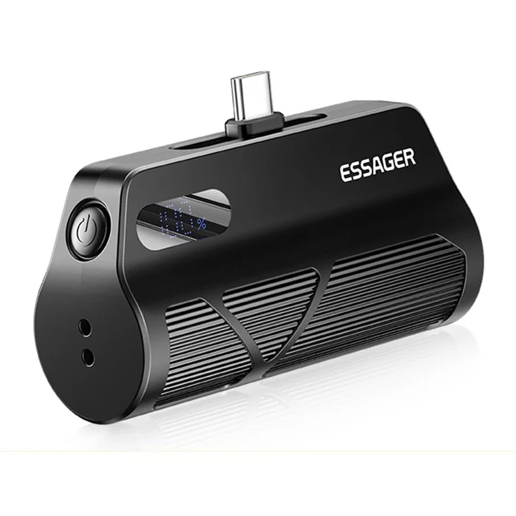 Banco de energía ESSAGER de 5000 mAh con pantalla digital y cargador de teléfono con conectores Tipo-C y doble enchufe - Negro