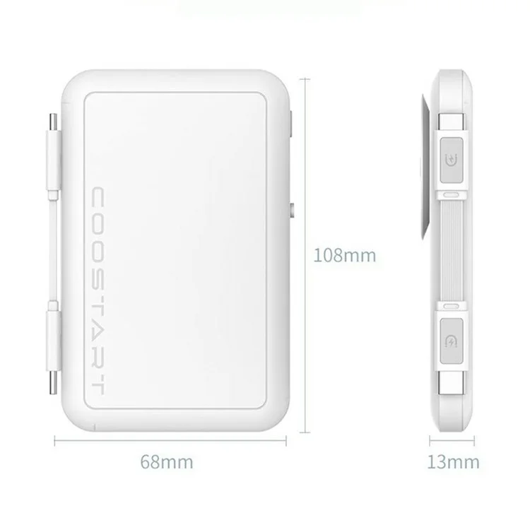 COOSTART K8 Bateria Externa 5000mAh com Sucção Elétrica e Cabo Tipo-C - Roxa