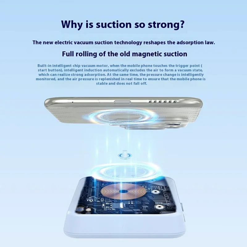 COOSTART K8 5000mAh Power Bank Electric Suction Phone External Battery with Type-C Cable - Cyan