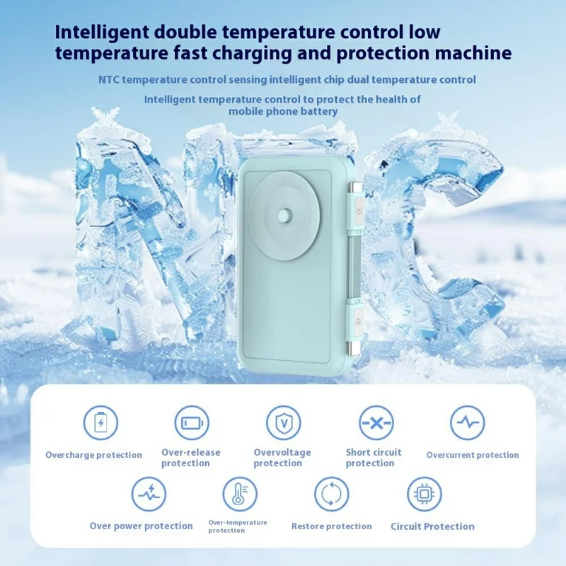 COOSTART K8 5000mAh Power Bank Electric Suction Phone External Battery with Type-C Cable - Cyan