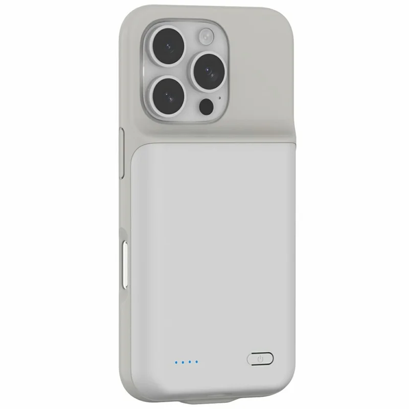 For iPhone 16 Pro Charging Back Case 7000mAh Power Bank Phone Backup Battery Pack - White