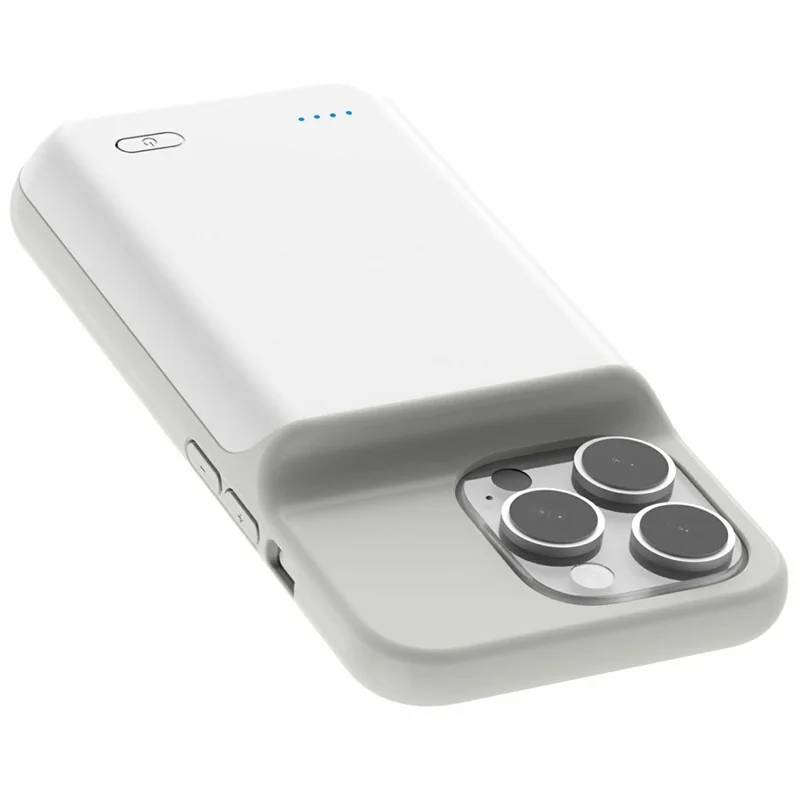 For iPhone 16 Pro Charging Back Case 7000mAh Power Bank Phone Backup Battery Pack - White