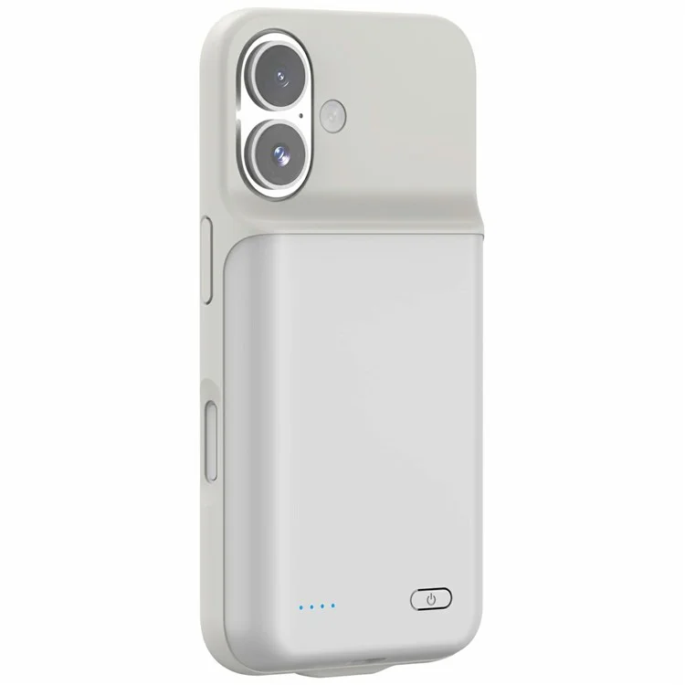 For iPhone 16 Plus Charging Back Case 7000mAh Power Bank Phone Backup Battery Pack - White